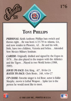 Tony Phillips  baseball card collectible - Main Image 2