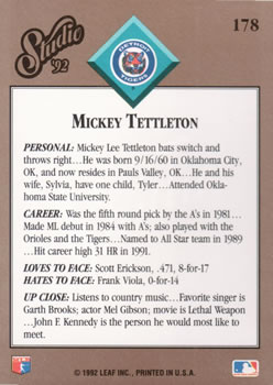 Mickey Tettleton  baseball card collectible - Main Image 2