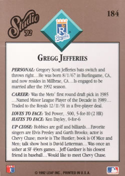 Gregg Jefferies  baseball card collectible - Main Image 2