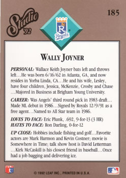 Wally Joyner  baseball card collectible - Main Image 2