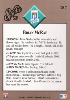 Brian McRae  baseball card collectible - Main Image 2