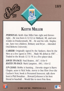 Keith Miller  baseball card collectible - Main Image 2