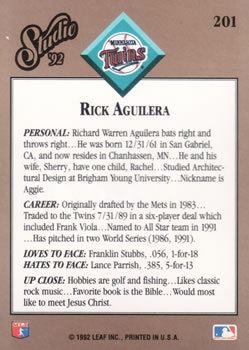 Rick Aguilera  baseball card collectible - Main Image 2