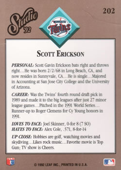 Scott Erickson  baseball card collectible - Main Image 2