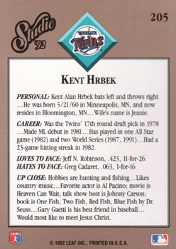 Kent Hrbek  baseball card collectible - Main Image 2