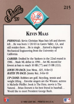 Kevin Maas  baseball card collectible - Main Image 2