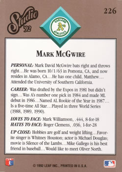 Mark McGwire  baseball card collectible - Main Image 2