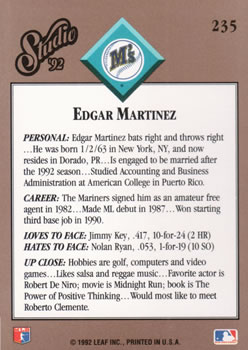 Edgar Martinez  baseball card collectible - Main Image 2