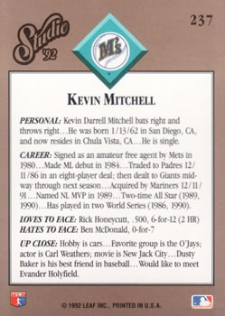 Kevin Mitchell  baseball card collectible - Main Image 2