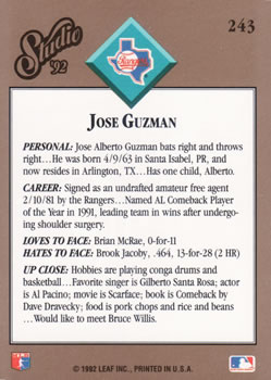 Jose Guzman  baseball card collectible - Main Image 2