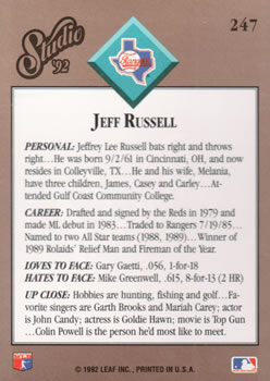 Jeff Russell  baseball card collectible - Main Image 2