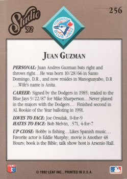 Juan Guzman  baseball card collectible - Main Image 2