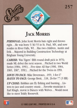Jack Morris  baseball card collectible - Main Image 2