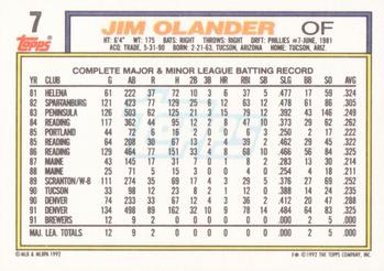 Jim Olander  baseball card collectible - Main Image 2