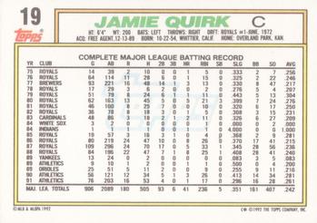 Jamie Quirk  baseball card collectible - Main Image 2