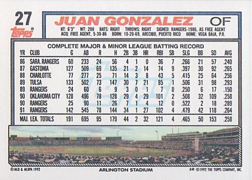 Juan Gonzalez  baseball card collectible - Main Image 2