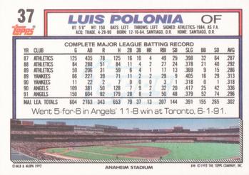 Luis Polonia  baseball card collectible - Main Image 2