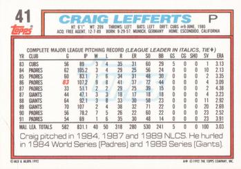 Craig Lefferts  baseball card collectible - Main Image 2
