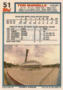 Tom Runnells  baseball card collectible - Main Image 2