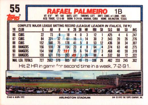 Rafael Palmeiro  baseball card collectible - Main Image 2