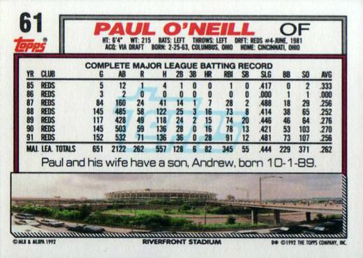 Paul O’Neill  baseball card collectible - Main Image 2