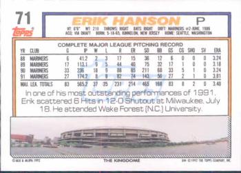 Erik Hanson  baseball card collectible - Main Image 2