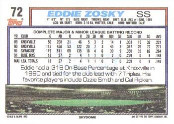 Eddie Zosky  baseball card collectible - Main Image 2