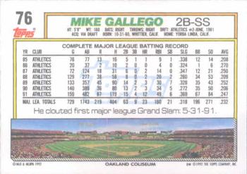 Mike Gallego  baseball card collectible - Main Image 2
