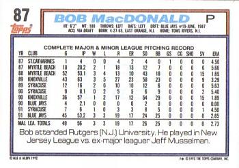 Bob MacDonald  baseball card collectible - Main Image 2