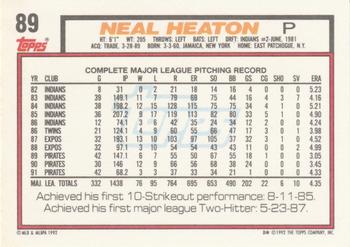 Neal Heaton  baseball card collectible - Main Image 2
