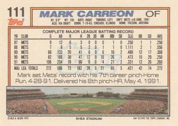 Mark Carreon  baseball card collectible - Main Image 2