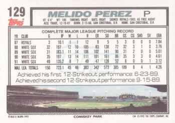 Melido Perez  baseball card collectible - Main Image 2