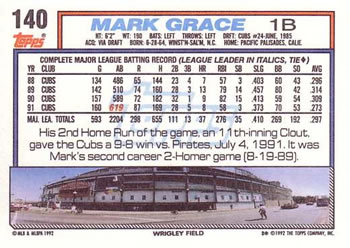 Mark Grace  baseball card collectible - Main Image 2