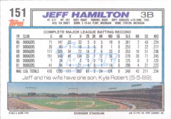 Jeff Hamilton  baseball card collectible - Main Image 2