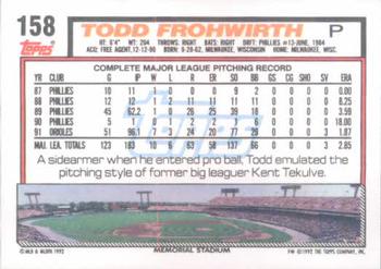 Todd Frohwirth  baseball card collectible - Main Image 2