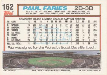 Paul Faries  baseball card collectible - Main Image 2
