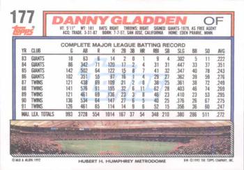 Danny Gladden  baseball card collectible - Main Image 2