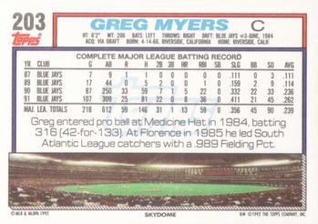 Greg Myers  baseball card collectible - Main Image 2