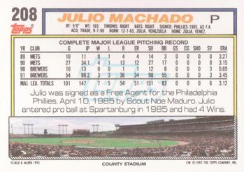 Julio Machado  baseball card collectible - Main Image 2