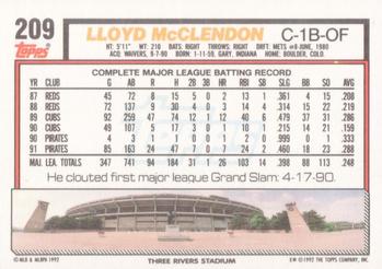Lloyd McClendon  baseball card collectible - Main Image 2