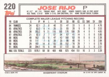Jose Rijo  baseball card collectible - Main Image 2