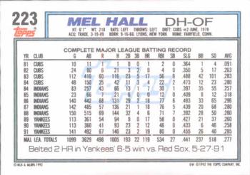 Mel Hall  baseball card collectible - Main Image 2