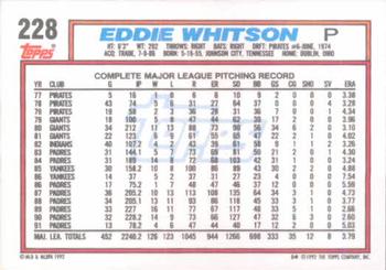 Eddie Whitson  baseball card collectible - Main Image 2