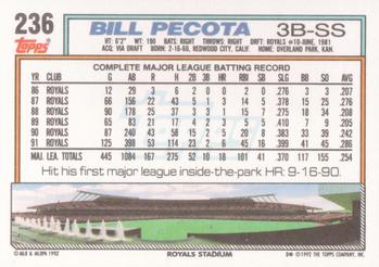Bill Pecota  baseball card collectible - Main Image 2