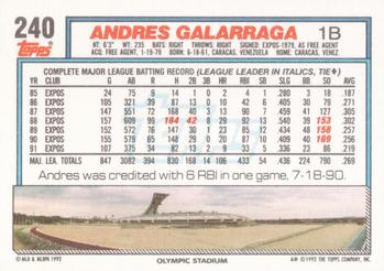 Andres Galarraga  baseball card collectible - Main Image 2