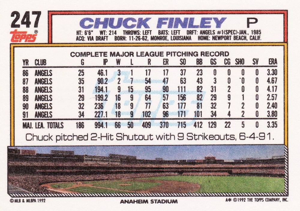Chuck Finley  baseball card collectible - Main Image 2