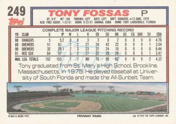 Tony Fossas  baseball card collectible - Main Image 2