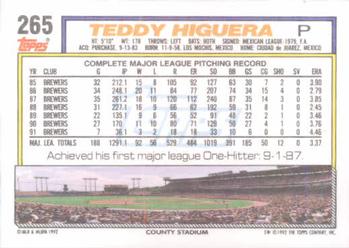 Teddy Higuera  baseball card collectible - Main Image 2