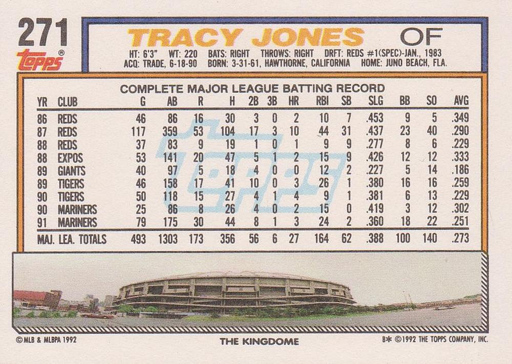 Tracy Jones  baseball card collectible - Main Image 2