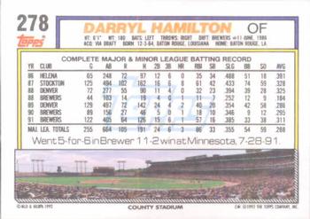 Darryl Hamilton  baseball card collectible - Main Image 2
